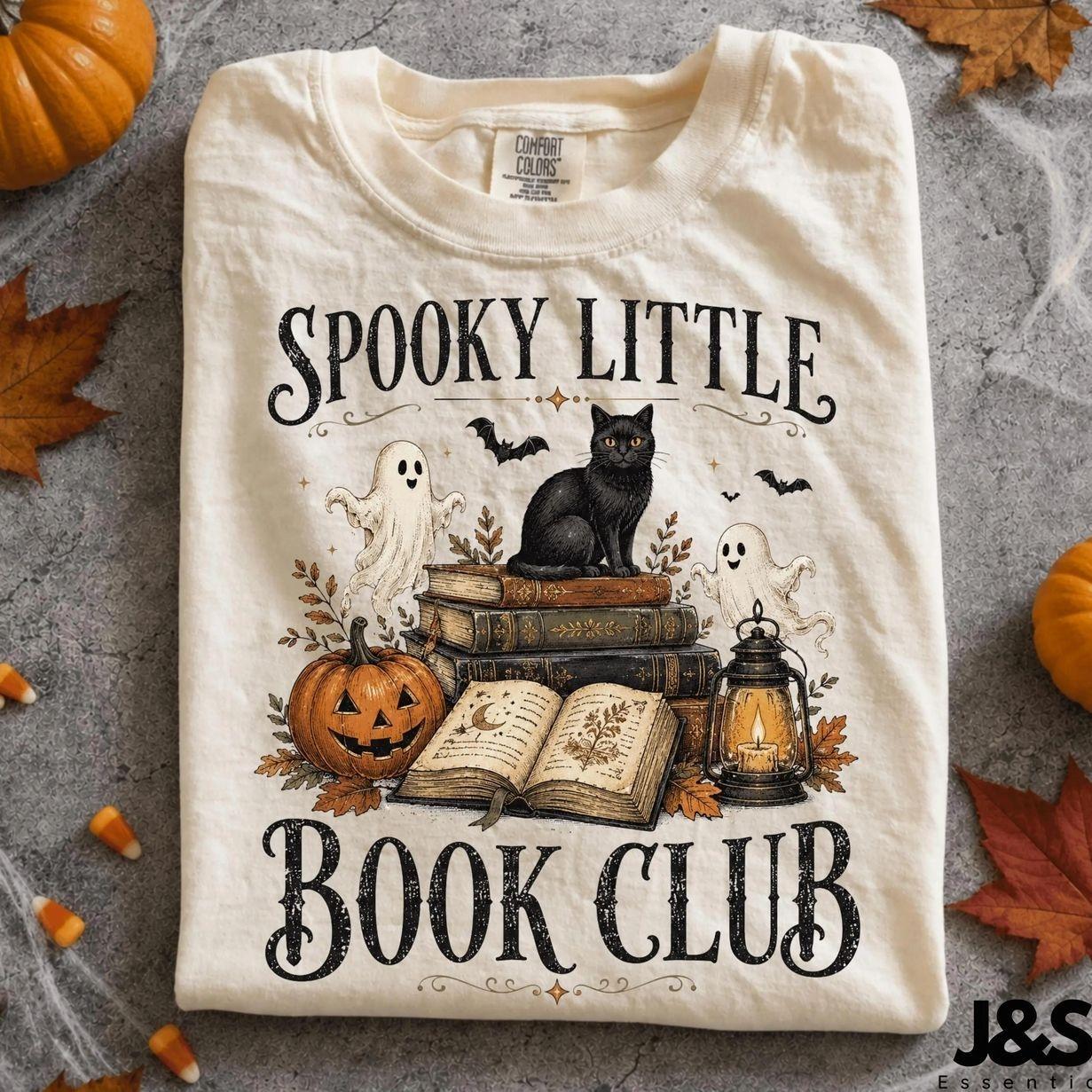 Comfort Colors Spooky Little Book Club Halloween T-Shirt, Ghost Cat Pumpkin Tshirt, Vintage Spooky Reader Tee, Witchy Book Lover Fall Graphic Gift, Cozy Halloween Gift for Women & Men