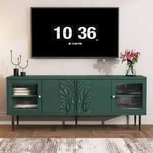 American Homeowners' 63 Inch TV Stand, Retro Aesthetic, Multipurpose Storage, Living Room & Bedroom Essential, Sturdy & Space - Saving, Elevates Home Decor