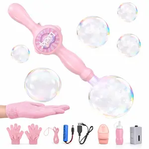 Magic Smoke Bubble Machine with Lights & Music Colorful Fog Bubble Birthday Gifts Kids Toys Portable ABS Plastic Leak-Proof Design