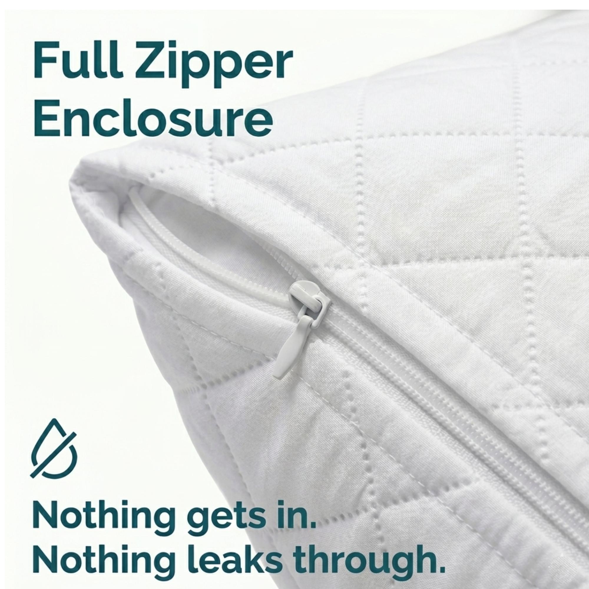 Homluxe Quilted Waterproof Pillow Protector – Noiseless & Breathable Bedding Encasement with Invisible Zipper – Hypoallergenic, Dust Mite & Stain Resistant – Luxury Hotel Quality Cloud Comfort – Standard/Queen/King Sizes