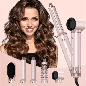 5in 1 Hot Air Brush - Blow Dryer Brush & Air Curling Wrap Styler with Negative Ion Technology, Hair Dryer Brush for Drying, Curling, Straightening & Styling, Professional Hair Styling Tools