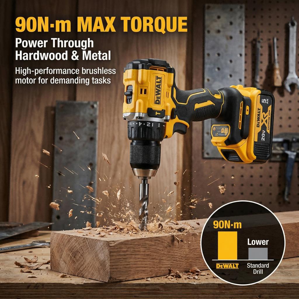 Dewalt DCF805 20V Brushless Impact Driver Kit – 90Nm Max Fastening Torque for Machine Screws M3-M8 – Three-Mode LED Light with Adjustable Beam Direction