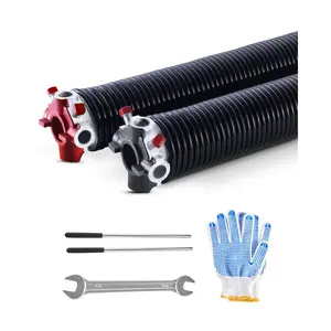 VEVOR Garage Door Torsion Springs, Pair of 0.234x 2x 28 in, 16000 Cycles, Electrophoresis Black Coated for Replacement, Garage Door Springs with Non-Slip Winding Bars, Gloves and Mounting Wrench