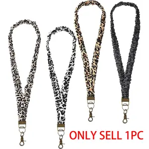 Leopard Print Elastic Lanyard with Multifunctional Phone Chain, Elegant Cute Necklace Strap, Safety Buckle, School Gift