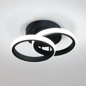 Modern LED Ceiling Light, 22W Black Flush Mount Ceiling Lamp Fixture, 6500K Cold White LED Hallway Light for Living Room Bedroom Entryway Aisle Bathroom Kitchen