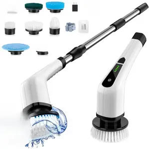 Electric Spin Scrubber, Rotating Dual-Speed Brush Set Cordless Cleaning Brush Scrubber for Home, 8 Replaceable Brush Heads-90Mins Work Time, 3 Adjustable Size, 2 Speeds for Bathroom Shower Bathtub Glass Car