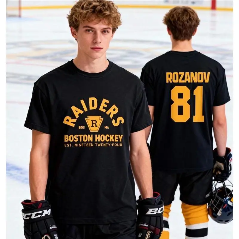 Men's Round Neck T-Shirt, Stylish Streetwear Ilya Rozanov 81 Hockey Graphic Print, Casual Short Sleeve 100% Cotton Fan Apparel, Shortsleeve, Fabric, Menswear, Matching