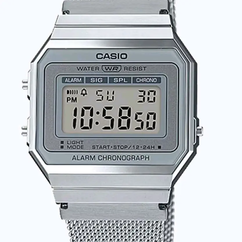 A700WM-7A New Casio Vintage Silver mesh bracelet unisex Watch