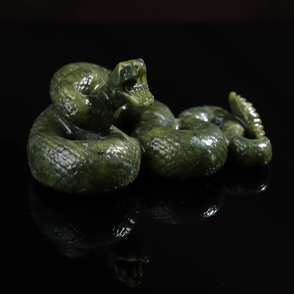 Green Jade Snake Carving