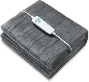 Electric Heated Blanket Twin Size 62" X 84" | 6 Levels Fast Heating & Machine Washable | Full Body Warming Soft Flannel Sofa Bed Blankets with Auto-Off Overheating Protection 8H Timer | Grey