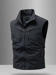 Men's Solid Color Quick Drying Vest Jacket, Regular Fit Casual Comfy Sleeveless Waistcoat for Outdoor Activities, Men's Clothes for Summer, Menswear