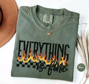 Comfort Colors Everything Is Fine Shirt, Retro Grunge Shir, Sarcastic Tee, Funny Fire Festival T-shirt Meme Shirt Cotton Tee  Gift For Her
