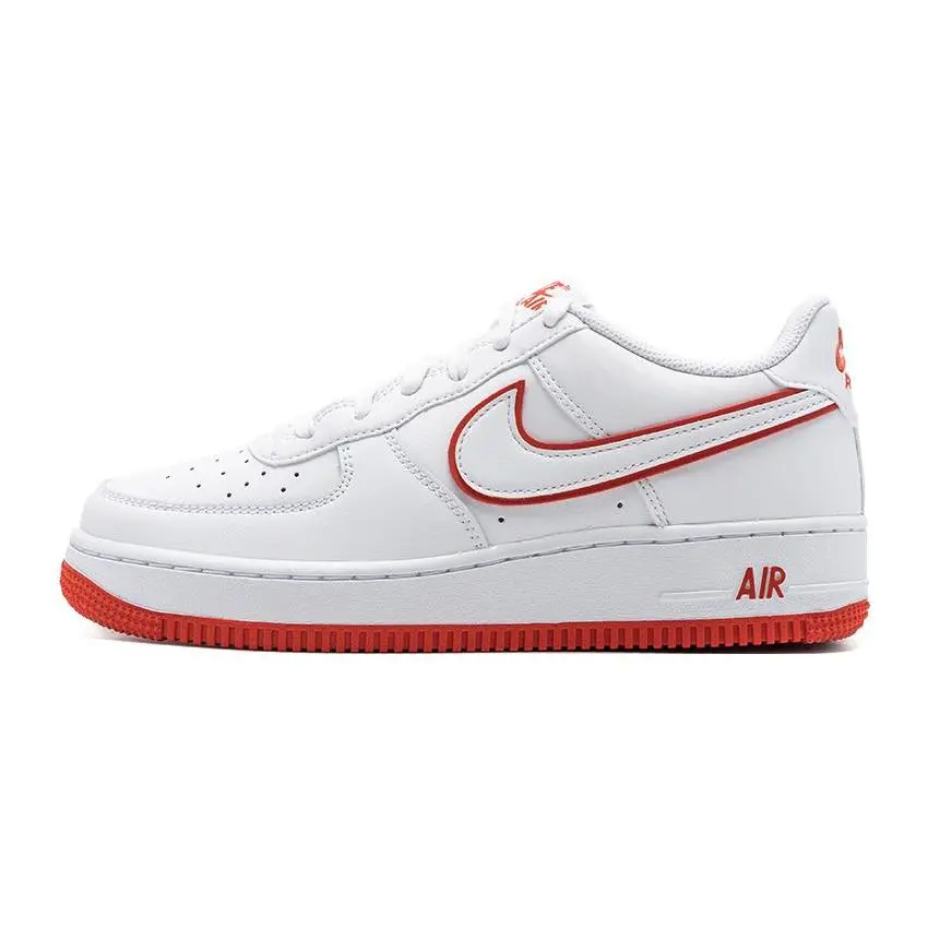 Nike Air Force 1 Low White Picante Red GS Versatile Durable Non-slip Skate Shoes Kids'' DV7762-101