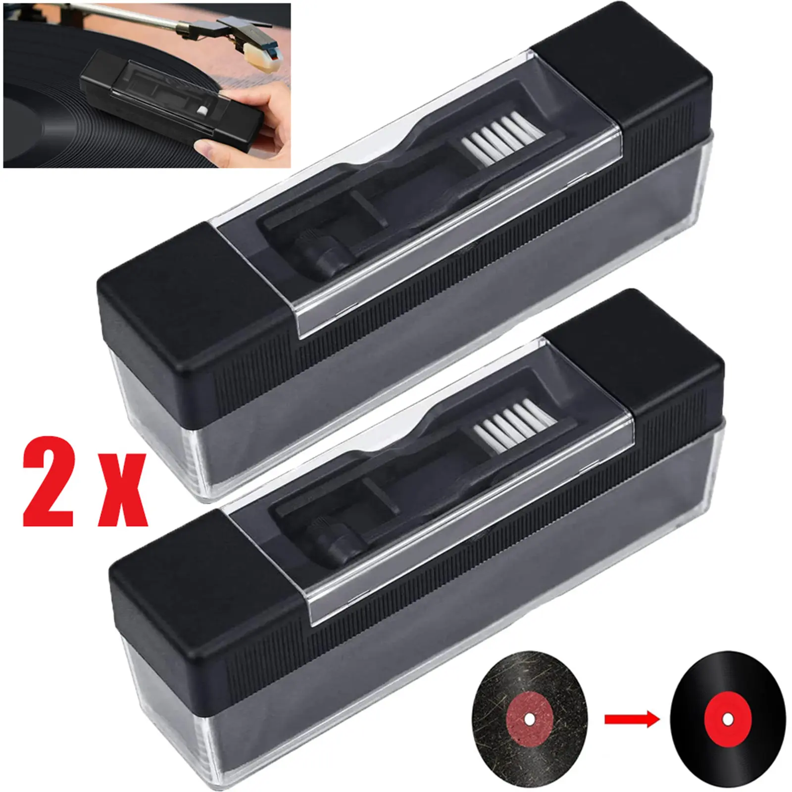 2 PACK Vinyl Record Cleaning Kit, 3-in-1 Turntable Records Cleaner Includes Soft Anti Static Velvet Clean Brush and Stylus Cleaner Brush