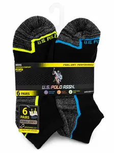 NEON U.S. Polo Assn. Men's Socks 6PACK 6-12