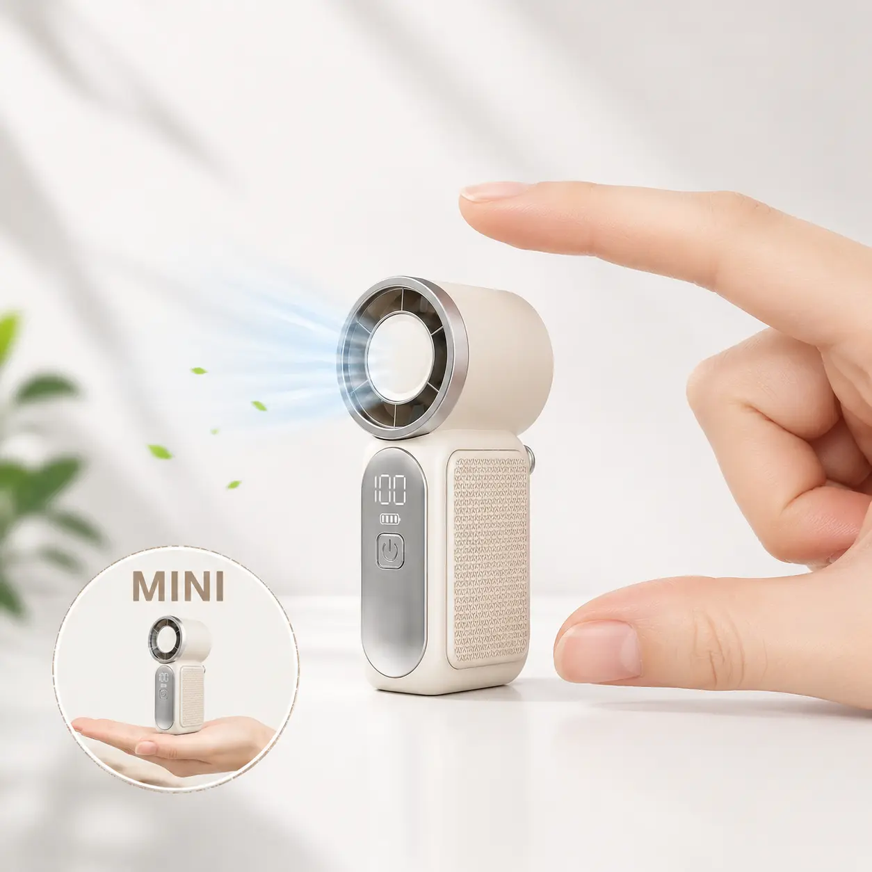 Mini Portable Handheld Turbo Fan – Small but Mighty, Whisper-Quiet, Long-Lasting, 5-Speed High-Velocity Rechargeable battery Fan, Personal Fan for Outdoor, Travel, Gifts for Women