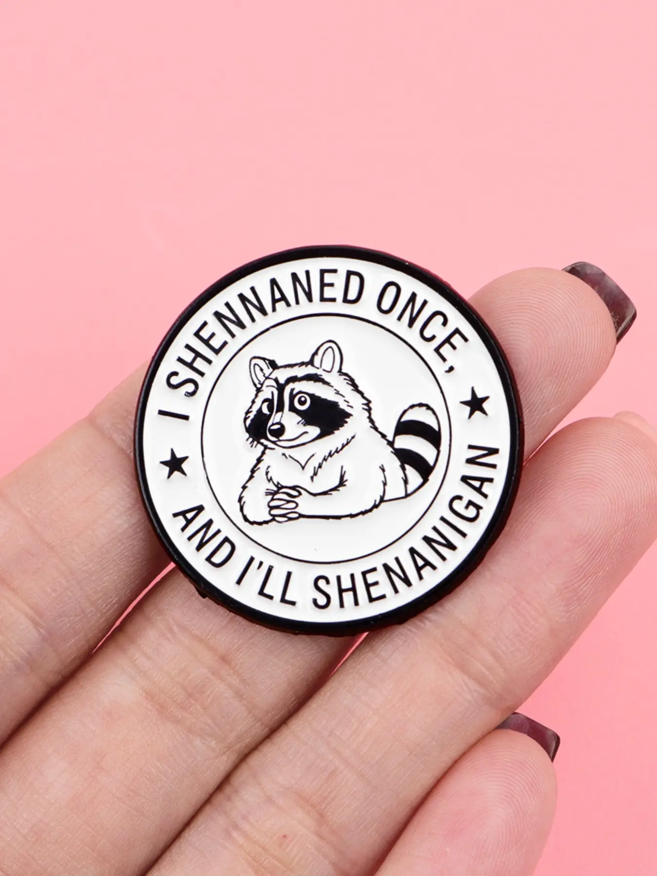 Adorable Strawberry Raccoon & Quote Enamel Pin, Cute Zinc Alloy Unique Design Badge, Women's Backpack Accessory, Fashion Jewelry Gift, Emblem Badge Decoration, Enamel Lapel Pins, Brooch Pins