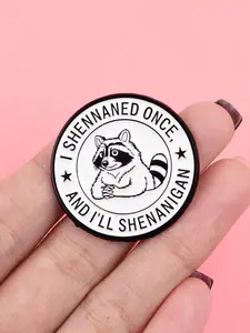 Adorable Strawberry Raccoon & Quote Enamel Pin, Cute Zinc Alloy Unique Design Badge, Women's Backpack Accessory, Fashion Jewelry Gift