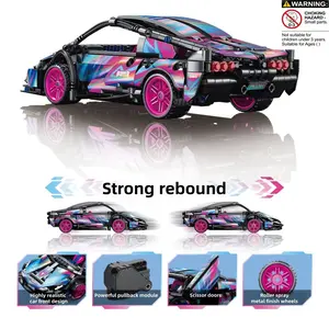 Cyberpunk Style Back-To-Back Model Car Racing Building Toy Set, Realistic Sports Car Assembly Puzzle Toy, Cool Display Piece for Boys over 6