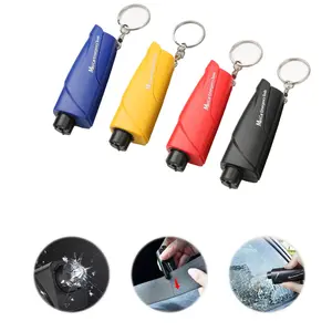 4 Packs Window Breaker Seatbelt Cutter, Car Emergency Safety Keychain, Seat Belt Escape Tool and Glass Hammer, Spring-Loaded for Land and Underwater