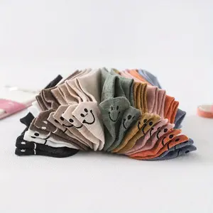 10 Pairs Women’s Soft & Comfortable Embroidered joyful Face Ankle Socks - Breathable, Sweat Absorbent, Versatile Casual & Sporty Style,  Cute Socks Womenswear Everyday