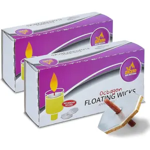 Octagon Floating and Cotton Wicks, Cork Disc Holders for Oil Cups, Bonus Wick Removal Tweezers - 100 Count (Approx.)