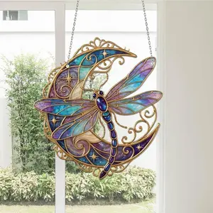 Dragonfly Moon Acrylic Suncatcher Window Hanging Nature Lover Gift Home Decor Accent Art