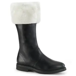 Men's Black Pu Santa Boots With White Fur