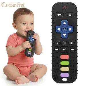 Silicone Remote Control Teether for Babies 3+ Months - BPA-Free Soft Chew Toy, Montessori Sensory Toy for Teething Relief, Baby Daily Essential，Indoor leisure equipment