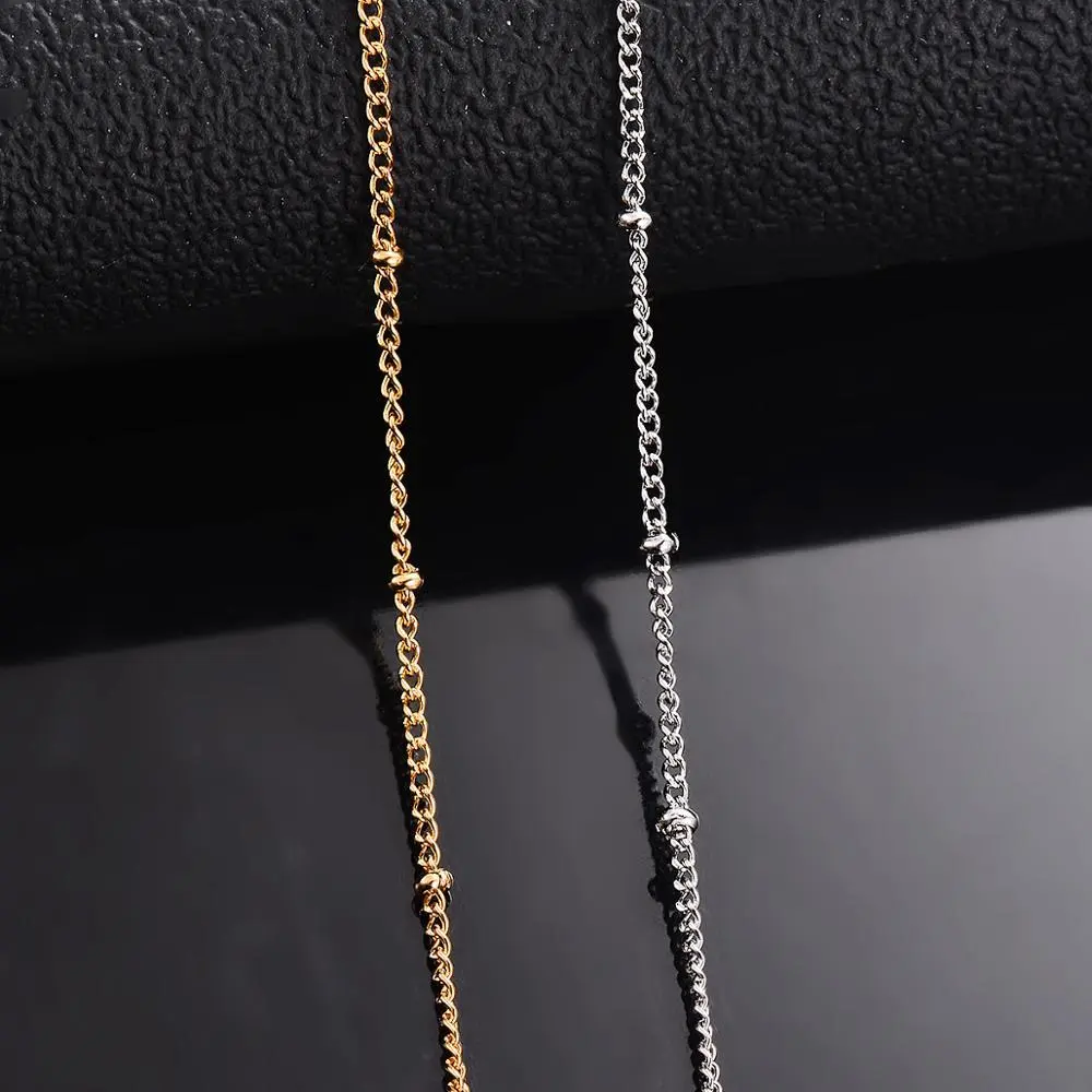 1Pc Width 1.5mm Stainless Steel Bead Link Chain Necklace DIY Jewelry Making for Pendant Necklace Bracelet Foot  Jewelry
