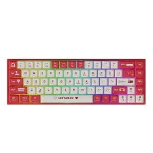 AJAZZ AK680 wired mechanical keyboard new red switch portable dual-color keyboard cap full-key hot-swappable 68-key small configuration e-sports gaming keyboard mixed color DIY support multi-system suitable for games and office practical