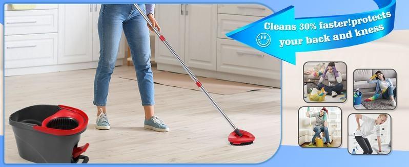 Spin Mop Replacement Heads Set for O-Cedar EasyWring1-Tank System 4 Microfiber Heads 30-58" Handle ScrubBrush Base Combo Lightweight Stainless Steel