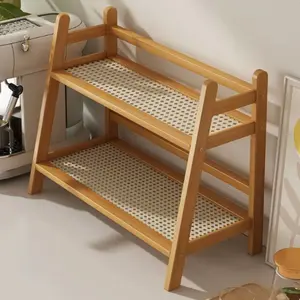 Multilayer Rattan Storage Rack, Sturdy Non-Swaying Design, Modern Simple Style, Durable Kitchen Home Organizer Gift