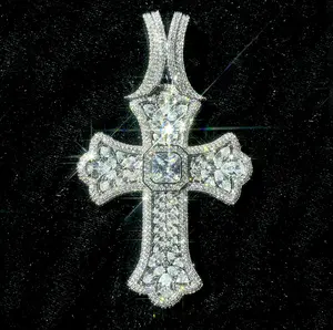2167  Ornate Gothic Cross Pendant | Blinged-Out Iced-Out Statement Charm for Hip Hop Streetwear & Religious Vibe outdoorfun