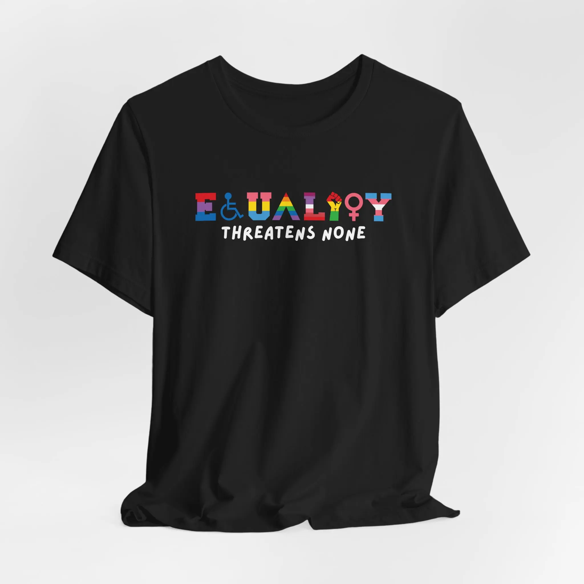 Equality Threatens None Shirt | Feminism Feminist Liberal Diverstiry Inclusion T-Shirt | Hurts No One Gift | Rally March Awareness Pride Tee