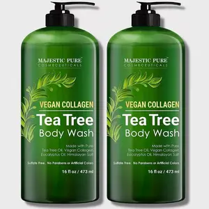 Vegan Collagen Tea Tree Body Wash | 16 fl oz - Pack of 2 Body Cleansing Products Body Care