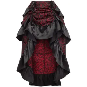 Red/Black Brocade Adjustable High Low Bustle Skirt