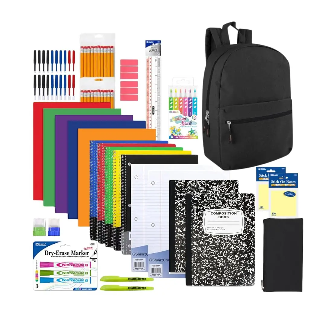 Ultimate Back to School Supplies Kit with Backpack – 75+ Essentials for Students | Spiral & Composition Notebooks, Folders, Paper, Pens, Pencils, Sticky Notes, Pencil Pouch & More