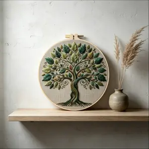 Beginner Cross Stitch Kit, Elegant DIY Embroidery Set, Includes Cotton Fabric, Thread, Needle, Instruction Manual, 20cm Bamboo Frame