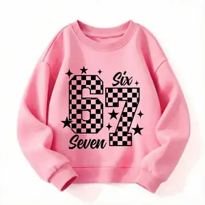 67 Checkered sweatshirt, This vintage-style plaid sweatshirt, designed especially for cute girls, is comfortable and breathable, and can be worn both indoors and outdoors. sweatshirt, Six Seven,Retro-style checkered pattern 67 sweatshirt.