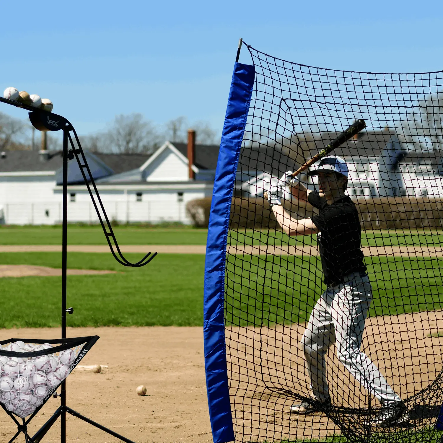 Louisville Slugger Soft-Toss Training Bundle — Machine + Ball Caddy + Flex Net | Save 25%