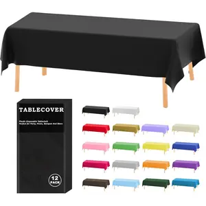 Plastic tablecloth disposable 12 pack black table cloth for indooroutdoor 54 x 108 for rectangle table ideal for party picnic birthday wedding dinner