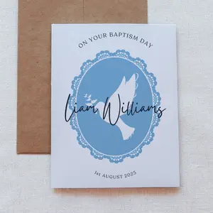 Custom Boys Baptism Card - Holy Spirit