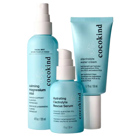 [cocokind] Electrolyte Family Bundle | 3-Piece Hydration Skincare Set | Magnesium Mist + Electrolyte Serum + Water Cream | Hydrating & Calming