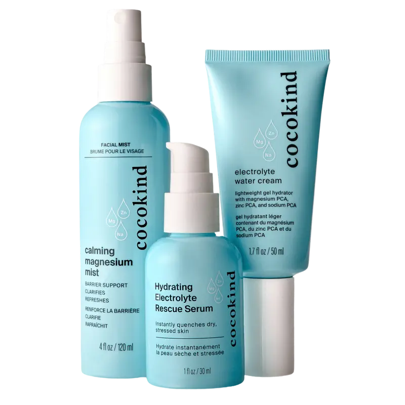 [cocokind] Electrolyte Family Bundle | 3-Piece Hydration Skincare Set | Magnesium Mist + Electrolyte Serum + Water Cream | Hydrating & Calming
