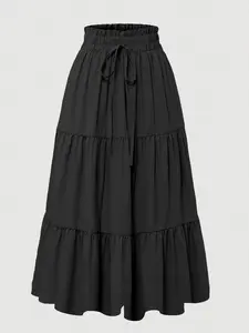 Versatile Elastic Waist Cake Dress, Spring Summer Slimming Multi-Layer Ruffle Skirt, Fashionable Half-Length Skirt for Women