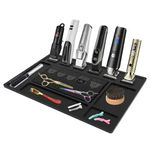 Barber Mat for Clippers with 6 Magnets, Barber Station Organizer Tool Pad for Grooming Table Tray Stations
