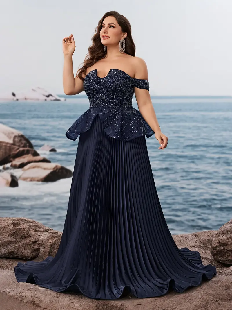 plus size navy blue evening dresses Agnes Orinda Women's Plus Size Formal Dress V Neck Chiffon Overlay Wedding Guest Cocktail Party Mesh Dresses 3X Navy Blue