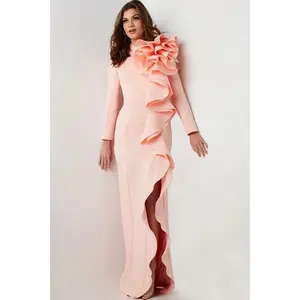 Jovani -26126 Long Sleeve Ruffle Evening Gown