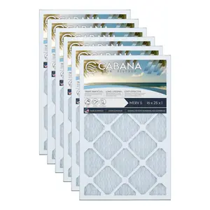 Cabana Air Filters 6 Pack HVAC Furnace Air Filters, MERV 5, 16 x 25 x 1, White